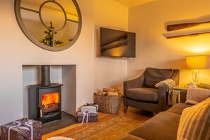 Televisión, chimenea