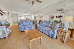 Smart TV, DVD player - 2 Bedroom Deluxe Oceanfront with Walk-In Shower,  2 Large Pool Facing Beautiful (Panama City)