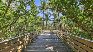 A wooden bridge surrounded by dense tropical foliage. - Professional 2 Bedroom Condo on Singer Island, FL.  FREE parking.  Beach 5 min. (Singer Island)