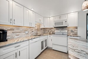 Fridge, microwave, oven, stovetop - Oceanfront Condo with Panoramic views of the ocean and bay! (Ocean City)