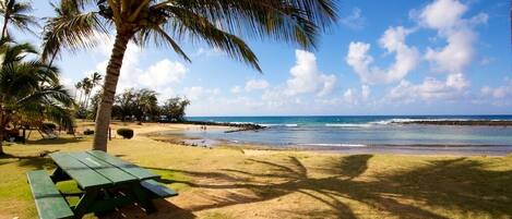 Beach nearby, sun loungers, beach towels