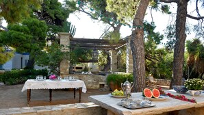 Outdoor dining - Wonderful 19th Century Neo-Classical Villa with large Pool & extensive gardens.  (Poseidonia)
