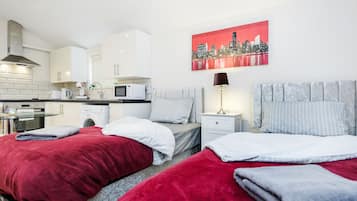 Studio, 2 Single Beds | Iron/ironing board, travel cot, free WiFi, bed sheets