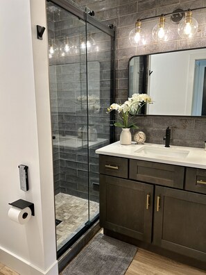 Dusche, Haartrockner, Bidet, Handtücher