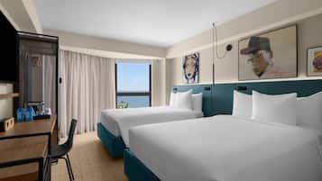 Deluxe Room, 2 Double Beds | In-room safe, desk, laptop workspace, blackout curtains