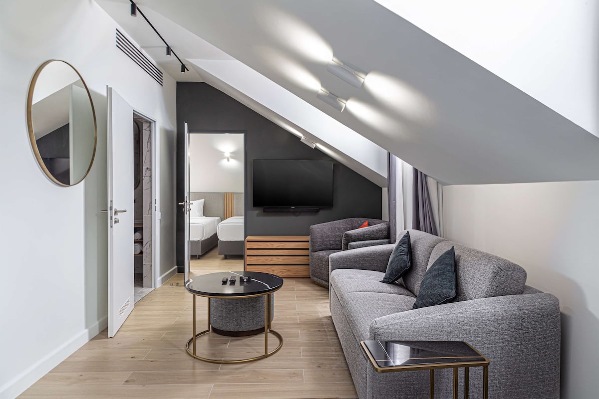 Twin Deluxe Apartment, 1 Bedroom (Attic Floor) | Living area
