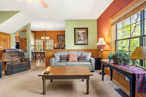Smart TV, fireplace, DVD player
