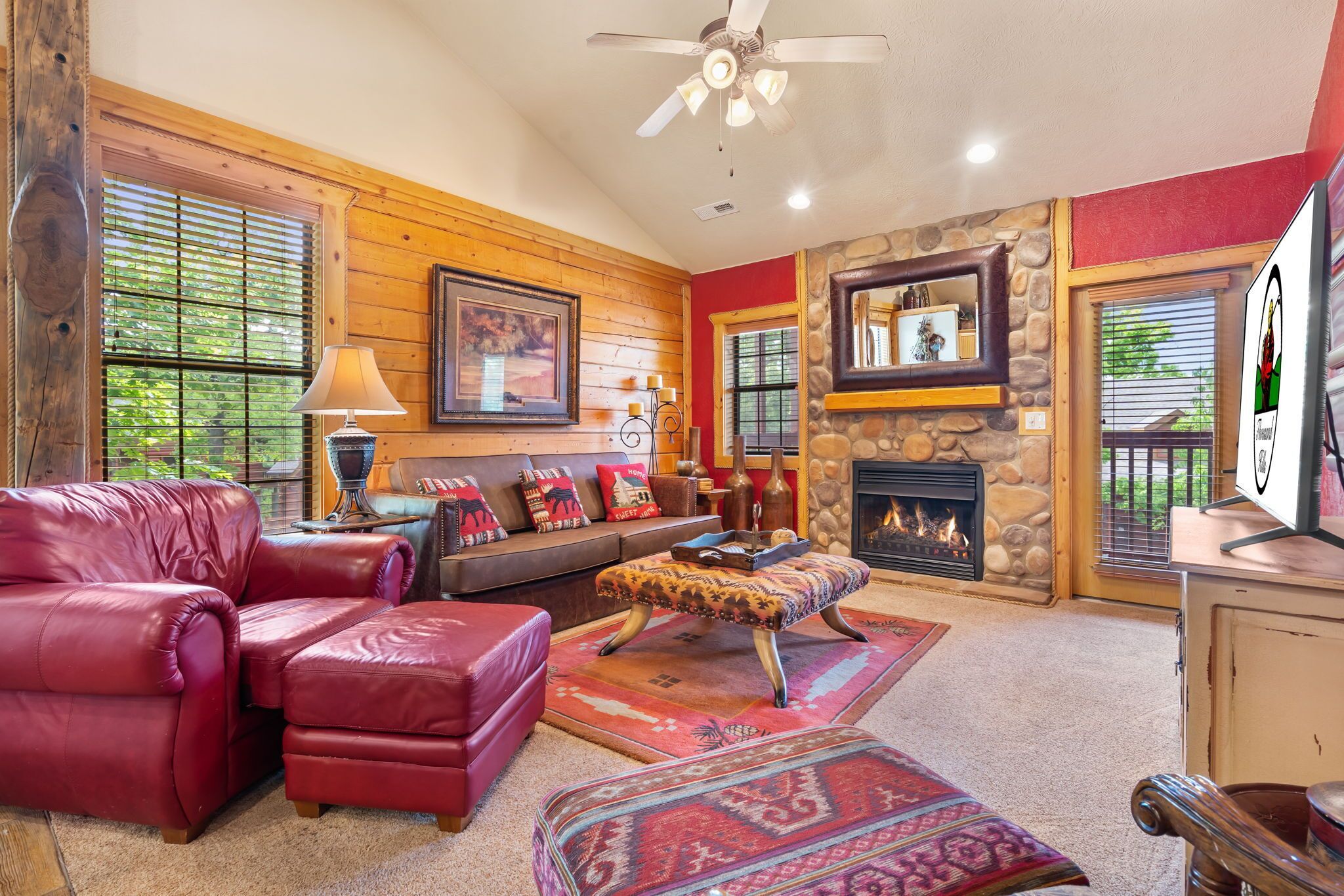 Smart TV, fireplace, DVD player