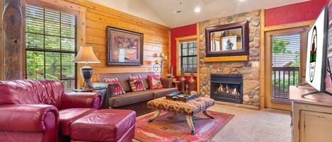 Smart TV, fireplace, DVD player