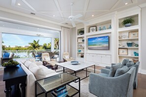 Smart TV, fireplace, table football, ping pong - Bayfront Luxury Estate – 5BR, Heated Pool, Spa, Gulf Access & Walk to Beach (Bonita Springs)