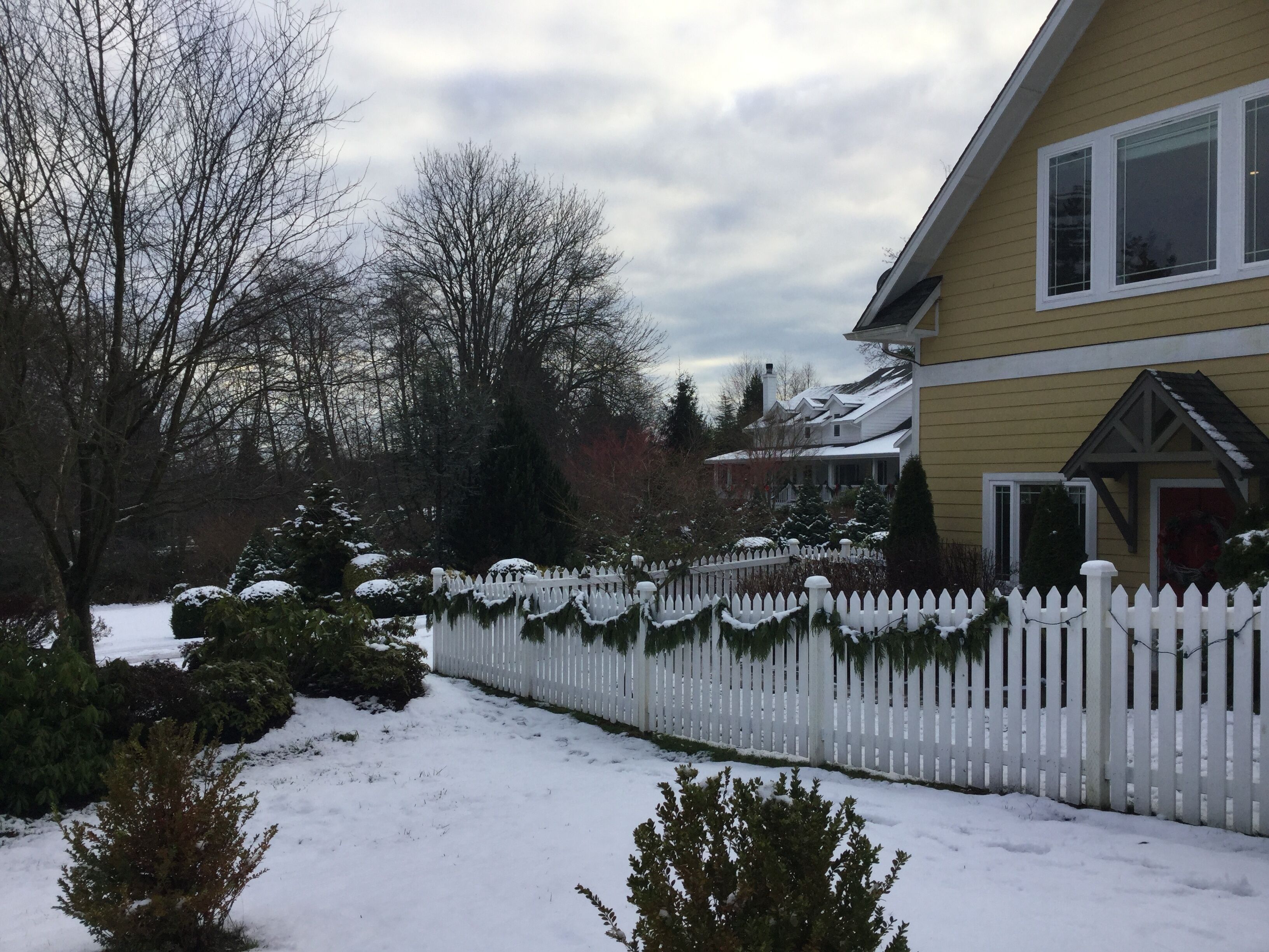 Carriage house during Christmas snow event.