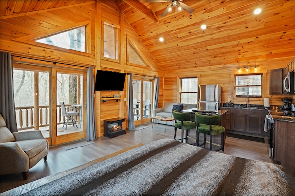 Smart TV, fireplace, foosball