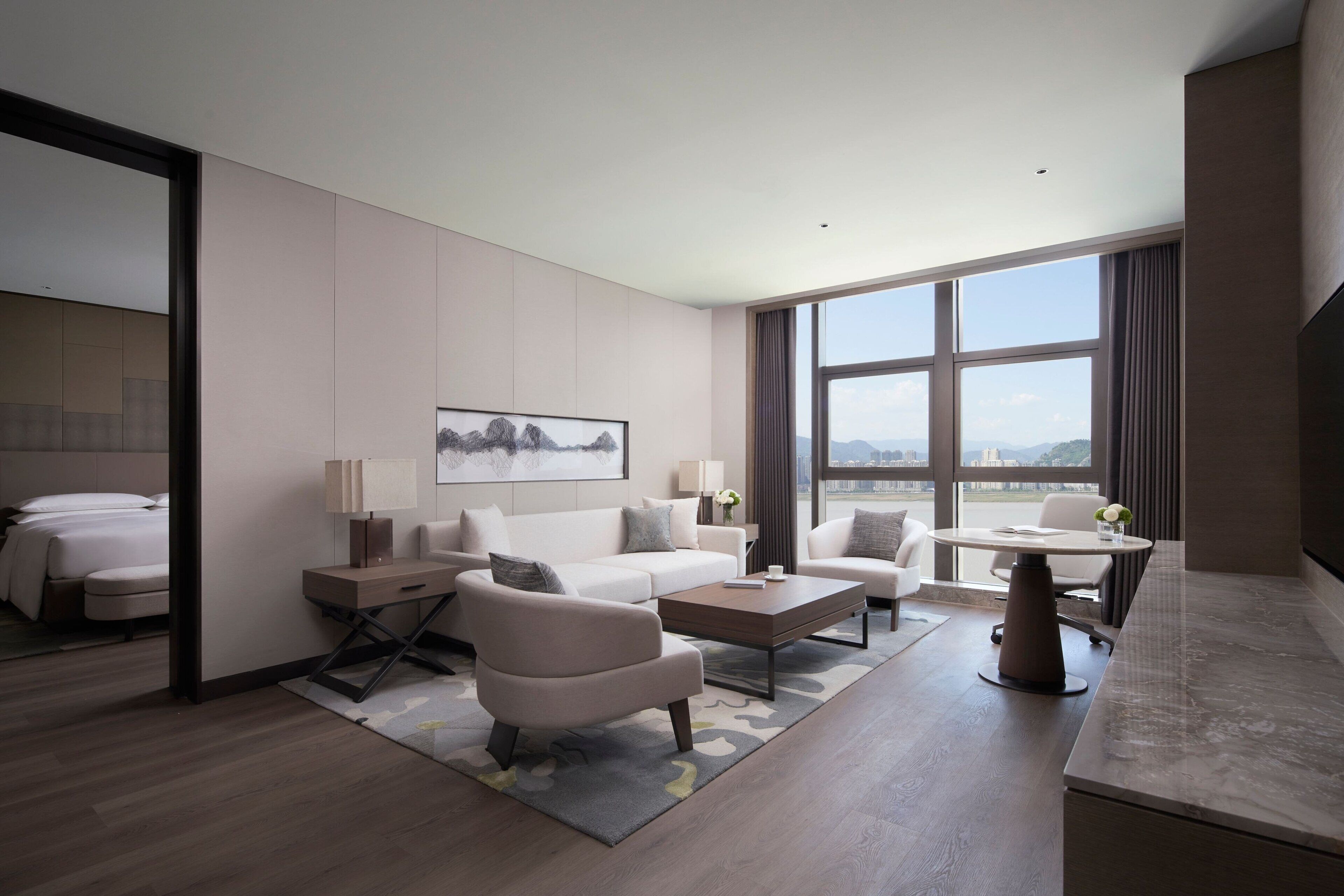 Club Suite, 1 Bedroom, River View | Living room | Flat-screen TV, pay movies