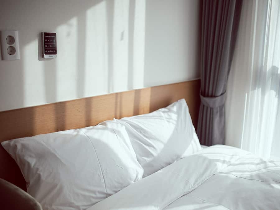 Laptop workspace, free WiFi, bed sheets