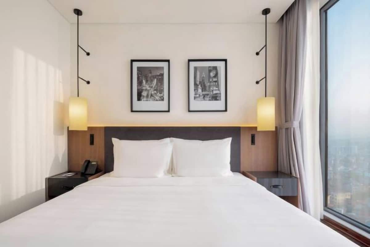 1 slaapkamer, luxe beddengoed, bedden met traagschuimmatras, een minibar