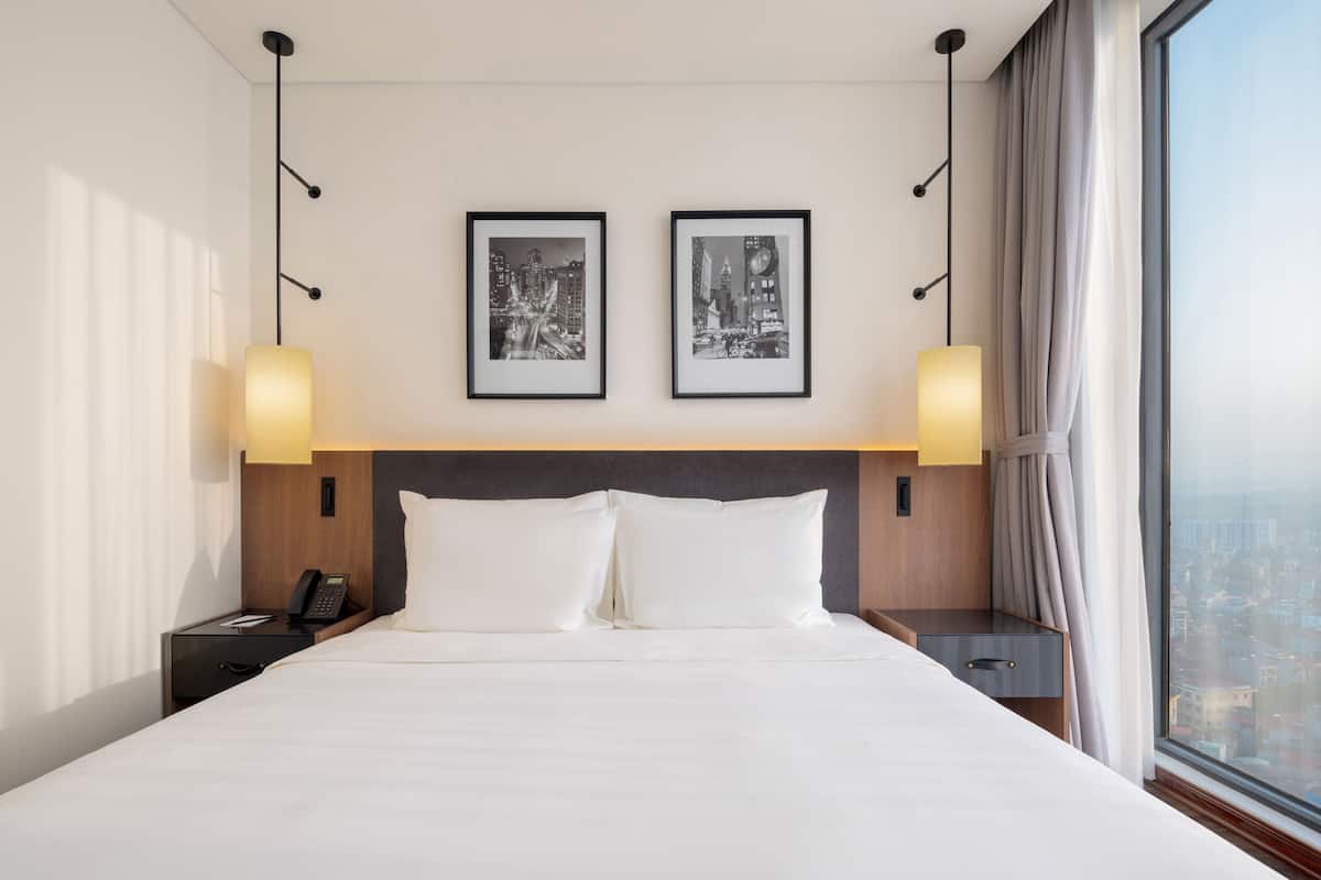 1 slaapkamer, luxe beddengoed, bedden met traagschuimmatras, een minibar
