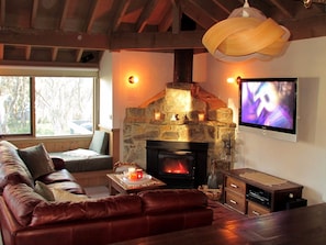 Smart-TV, Kamin, Bücher