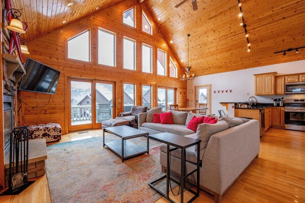 Smart TV, fireplace, table football