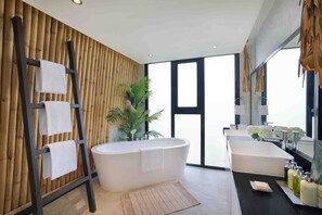 Eco-friendly toiletries, hair dryer, bathrobes, slippers