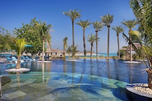 Outdoor pool, pool loungers