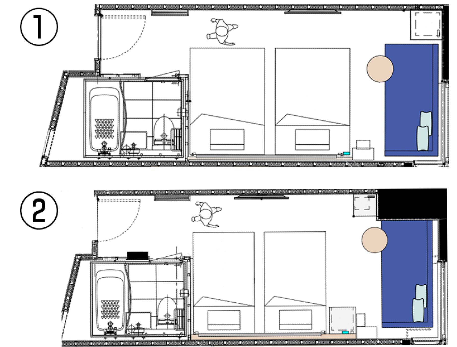 twin room, non smoking | floor plan