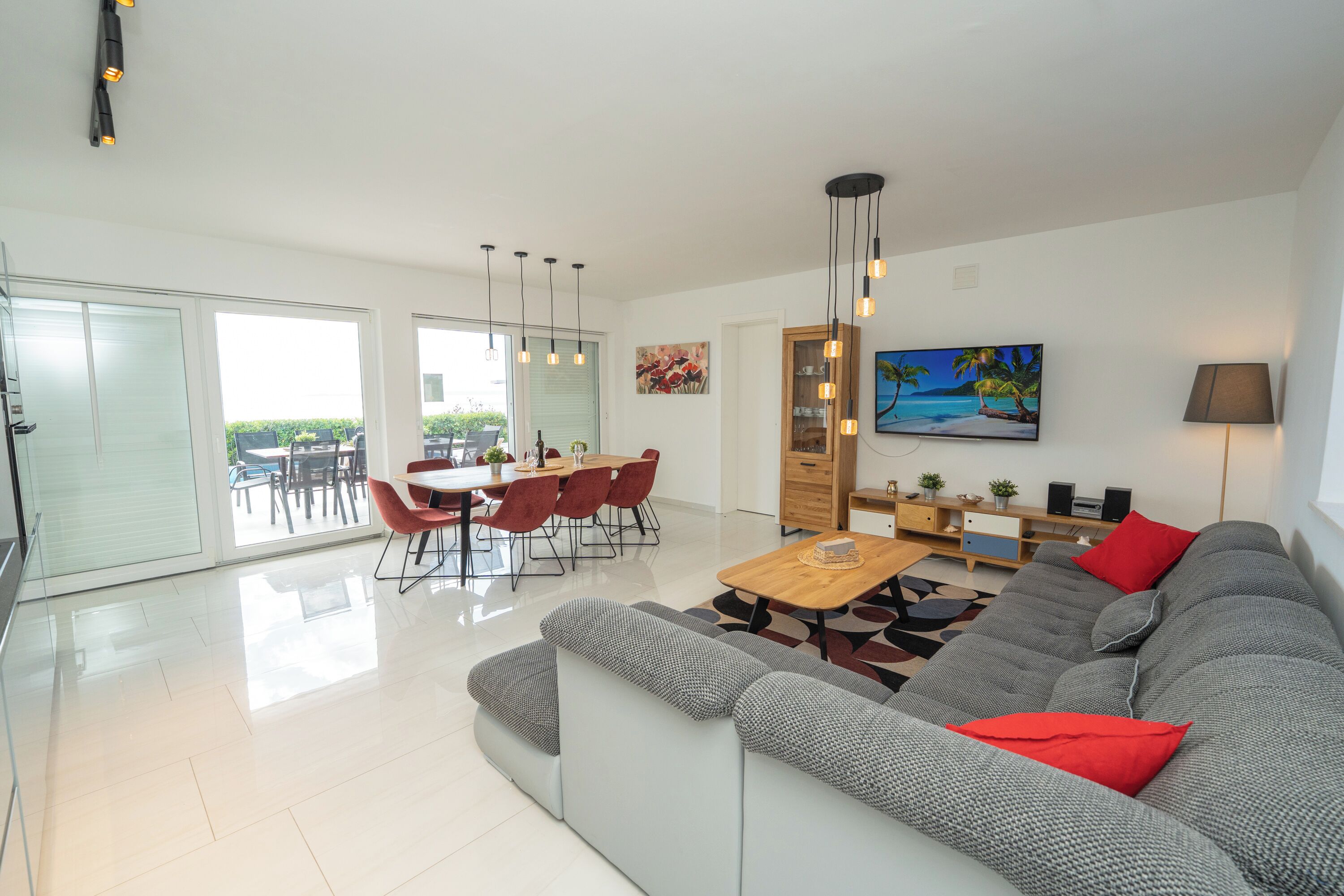 Deluxe Villa, 4 Bedrooms, Sea View | Living area | 124-cm Smart TV with cable channels, TV, table tennis