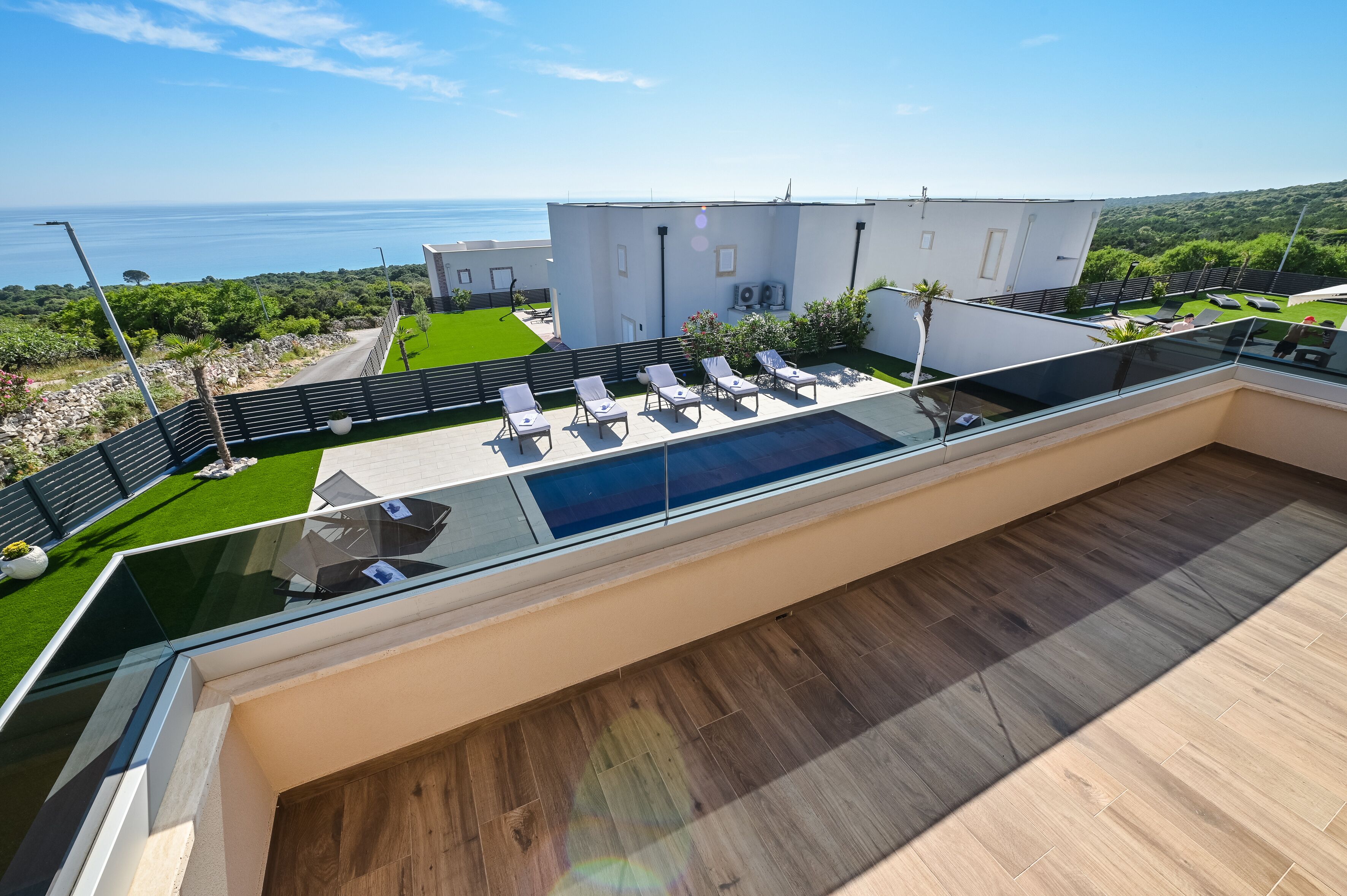 Villa Deluxe, 4 chambres, piscine privée, vue mer | Terrasse/Patio