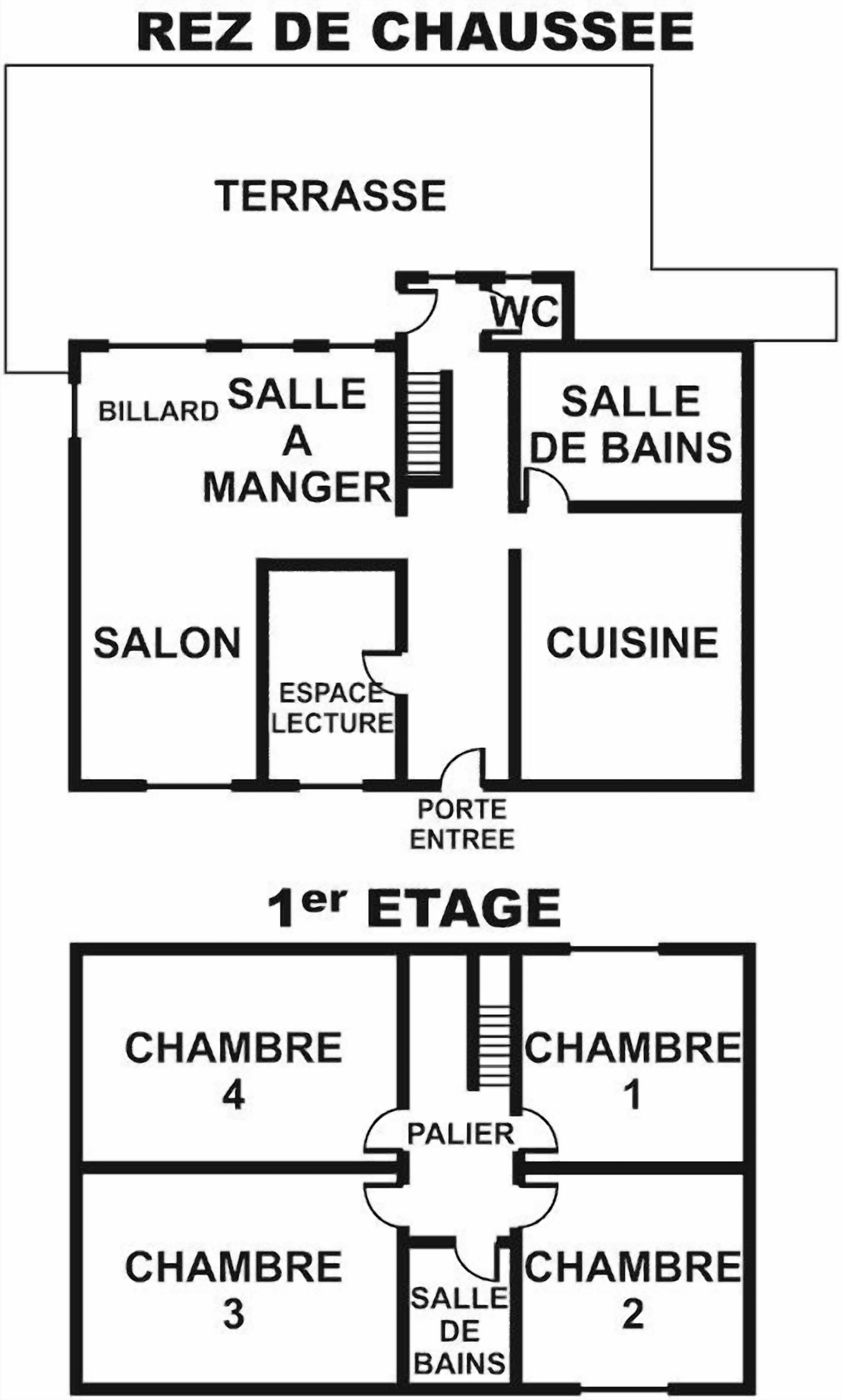 Ein Hotelgrundriss mit Terrasse, WC, Billardraum, Speisesaal, Küche, Seminarräumlichkeiten und Eingangsbereich.