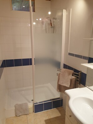 En-suite shower room with sink and toilet