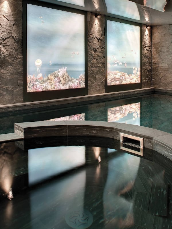 Indoor pool, sun loungers