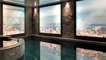 Indoor pool, sun loungers