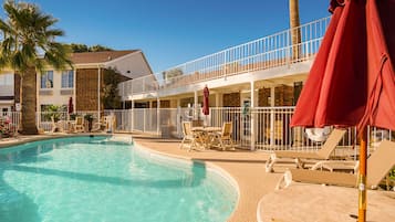 Outdoor pool, sun loungers