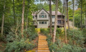 View of the home from the lake. Beautiful! - Cabernet Cove Lake House- Shumont Lake Waterfront, Resort Amenities, Luxury Home (Lake Lure)