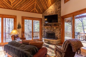 TV, fireplace