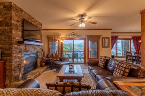 TV, fireplace
