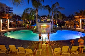 A heated pool, a waterfall pool