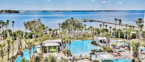 A heated pool, a waterfall pool