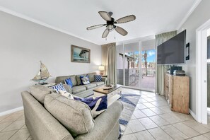 Flat-screen TV, DVD player