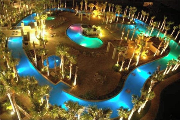 A heated pool, a waterfall pool