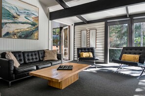 Televisión, chimenea y libros