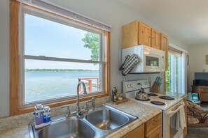 Fridge, microwave, oven, stovetop - Cozy Lakefront 2 BR- 1BA, Welcomes you! (Lindstrom)