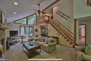 Smart TV, fireplace, table football