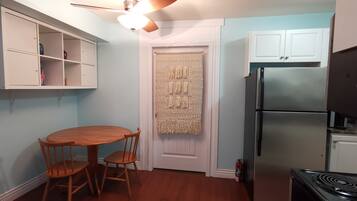 Fridge, microwave, coffee/tea maker, electric kettle