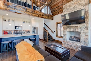 TV, fireplace, table football, ping pong