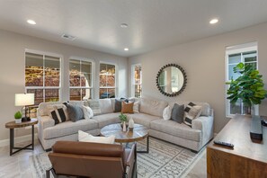 TV, video game console, table football, stereo