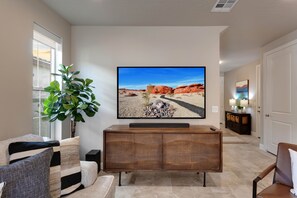 TV, video game console, table football, stereo