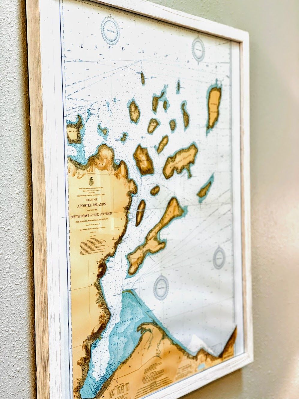 A framed map of Apostle Islands, South Coast of Lake Superior.