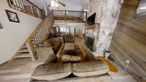 TV, fireplace