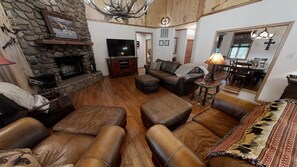 Smart TV, fireplace, DVD player, computer monitors