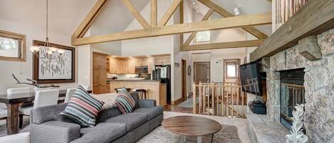 TV, fireplace, DVD player, stereo